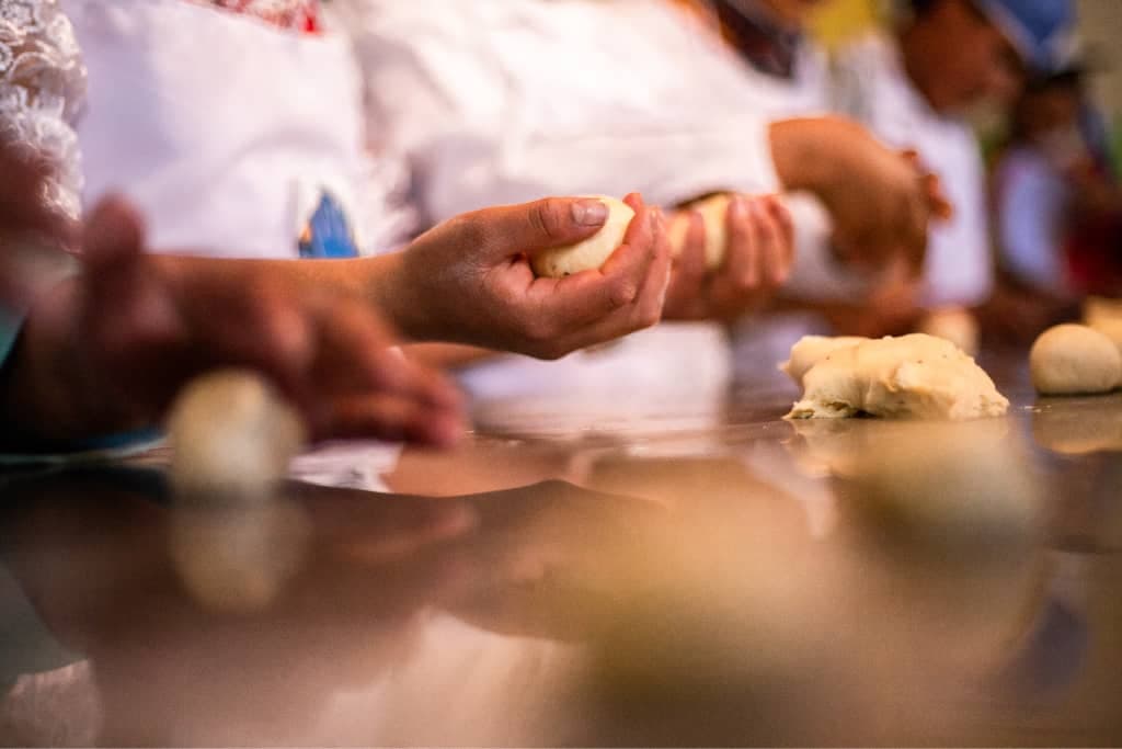 Children making buns