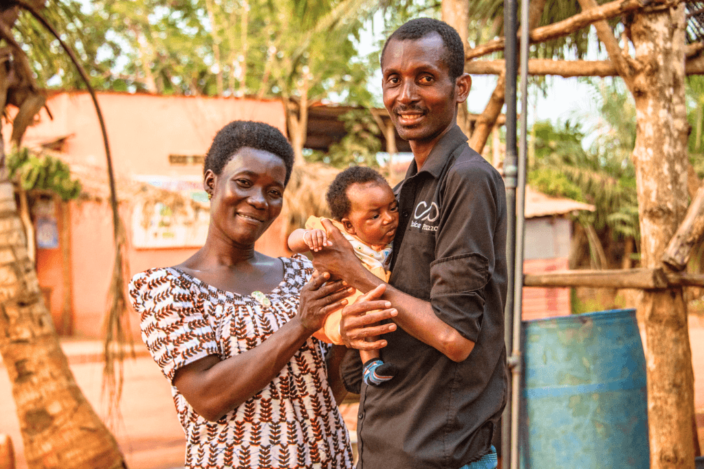 Adjowa and her husband with baby Eyram