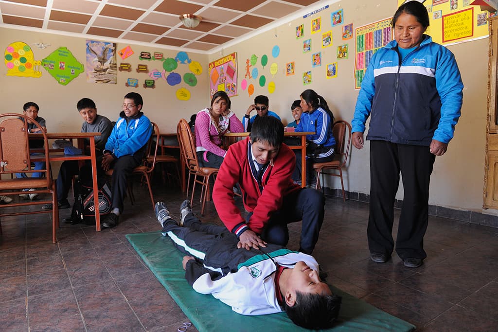 Children learning first aid
