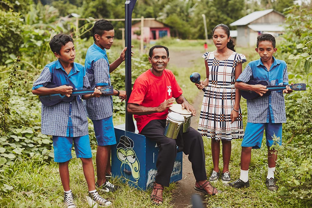 A group of children playing music